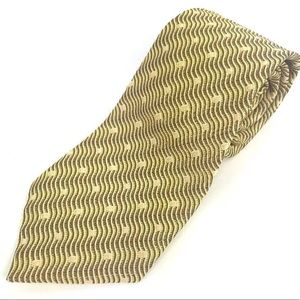 Alfani Mens Tie 100% Silk Gold Geometric Design